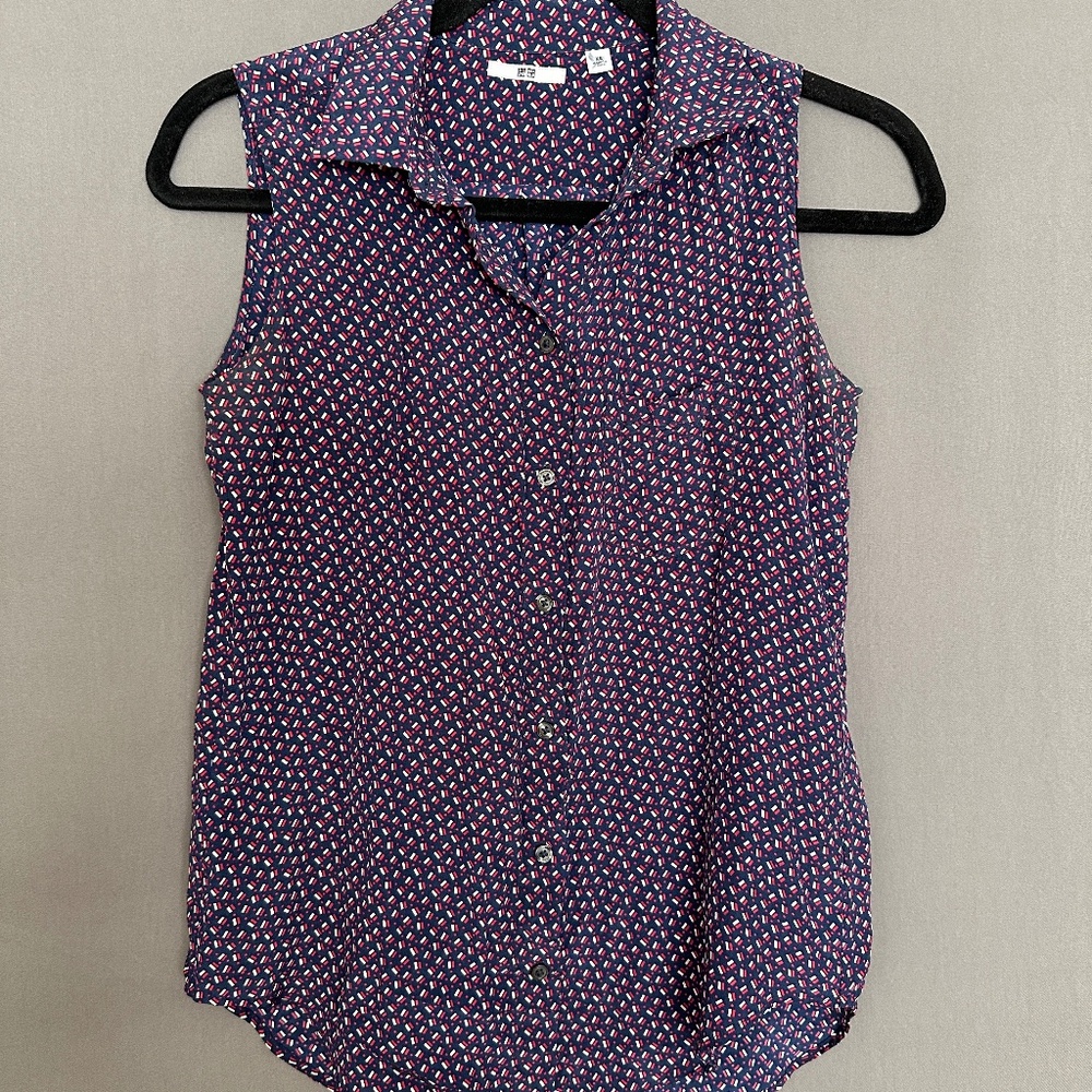 Uniqlo Silk Button Down Sleeveless Top